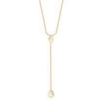 Gargantilha Gravata Gota Cristal Folheado Ouro Zircônia