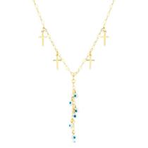 Gargantilha Gravata Pingentes Olho Grego Cruz Folheada Ouro Gargantilha Gravata Pingentes Olho Grego Cruz Folheada Ouro