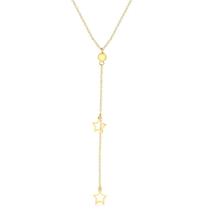 Gargantilha Gravatinha Estrelas Vazadas 9mm Folheada Ouro