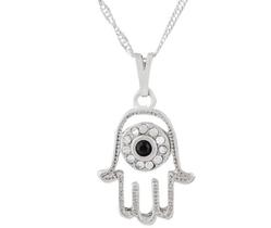 Gargantilha Hamsa com Strass 20mm - Sunshine Cristais Cor: Prateado Tamanho: Corrente 45 cm