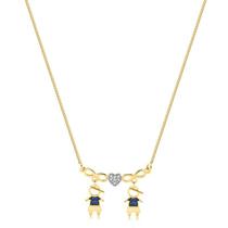 Gargantilha Infinito Dois Filhos Zirconias Safira Cristal Gargantilha Infinito Dois Filhos Zirconias Safira Cristal