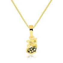 Gargantilha Kids Mini Gatinho Folheado Ouro Zircônia
