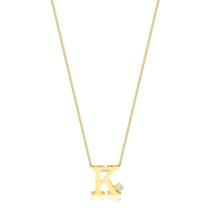 Gargantilha Letra K Com Ponto De Luz Folheado A Ouro Gargantilha Letra K Com Ponto De Luz Folheado A Ouro