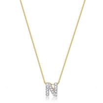 Gargantilha Letra N Com Pedras De Zircônia Folheado A Ouro Gargantilha Letra N Com Pedras De Zircônia Folheado A Ouro