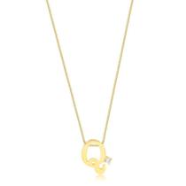 Gargantilha Letra Q Com Ponto De Luz Folheado A Ouro Gargantilha Letra Q Com Ponto De Luz Folheado A Ouro