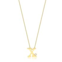 Gargantilha Letra X Com Ponto De Luz Folheado A Ouro Gargantilha Letra X Com Ponto De Luz Folheado A Ouro