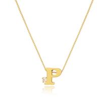 Gargantilha Letras com Ponto de Luz Zircônia Folheado Ouro 18k