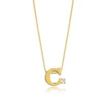 Gargantilha Letras com Ponto de Luz Zircônia Folheado Ouro 18k