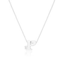 Gargantilha Letras com Ponto de Luz Zircônia Folheado Prata 1000