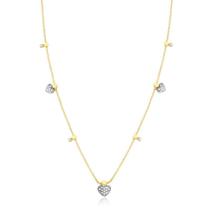 Gargantilha Malha Bolinha Três Corações Folheada Ouro