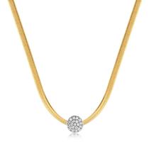 Gargantilha Malha Fita 2mm Com Pingente Redondo Cravejado Gargantilha Malha Fita 2mm Com Pingente Redondo Cravejado