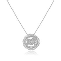 Gargantilha Mandala com Casal de Filhos Zircônias Baguetes Folheado Ródio Branco Gargantilha Mandala com Casal de Filhos Zircônias Baguetes Folheado Ródio Branco