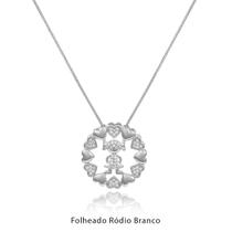Gargantilha Mandala Corações com 1 Menina Zircônias Folheado Ródio Branco Gargantilha Mandala Corações com 1 Menina Zircônias Folheado Ródio Branco