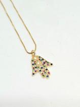 Gargantilha Mão de fátima/Infinito banhada em ouro 18k e cravejada em zirconias coloridas Gargantilha Mão de fátima/Infinito banhada em ouro 18k e cravejada em zirconias coloridas