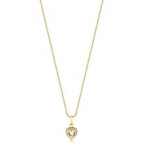 Gargantilha Mini Coração Zircônias Rosa Folheada A Ouro