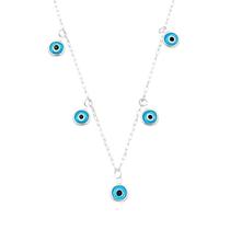 Gargantilha olho grego 6mm 40cm prata resina azul Gargantilha olho grego 6mm 40cm prata resina azul