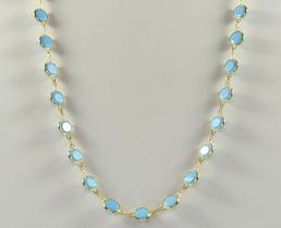 Gargantilha Ouro 18k 750 C/ 45cm E Pedras Nano Turqueza 4mm Gargantilha Ouro 18k 750 C/ 45cm E Pedras Nano Turqueza 4mm