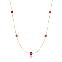 Gargantilha Ouro 18K 750 Com 9 Pedras de Zircônias