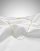 Gargantilha Ouro 18k 750 Feminina Elos Coração 50 Cm Cordão Amarelo