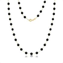 Gargantilha Ouro 18k Ágata Negra Com 45cm Gargantilha Ouro 18k Ágata Negra Com 45cm