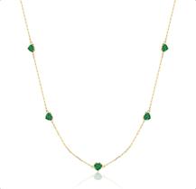 Gargantilha Ouro 18k Com 11 Zircônias 5mm Coração