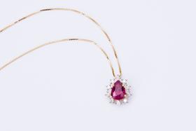 gargantilha ouro 18k gota rubi e diamantes