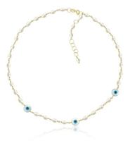 Gargantilha Ouro 18k Modelo Choker Com Pérolas Arroz 3,5mm
