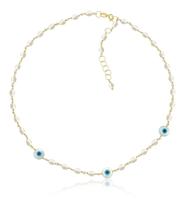 Gargantilha Ouro 18k Modelo Choker Com Pérolas Arroz 3,5mm