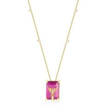 Gargantilha Pedra De Zircônia Rosa Com Divino Espírito Santo Gargantilha Pedra De Zircônia Rosa Com Divino Espírito Santo