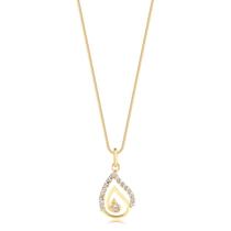 Gargantilha Ping Estilizado Com Zircônias Cristal Folheada