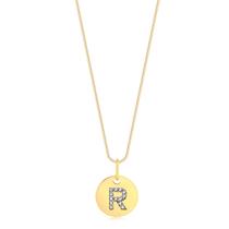 Gargantilha Ping Redondo Letra R Cravejada Folheado A Ouro Dourada