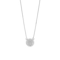 GARGANTILHA PINGENTE 2 MENINAS COM BORDA CRAVEJADA - Prata Banhado a Ródio GARGANTILHA PINGENTE 2 MENINAS COM BORDA CRAVEJADA - Prata Banhado a Ródio