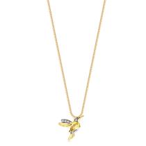 Gargantilha Pingente Beija Flor Com Pedra Citrino Folheado