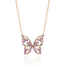 Gargantilha Pingente Borboleta com Zircônias Rommanel 532635 Cor:Dourado