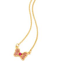 Gargantilha Pingente Disney Rommanel Minnie Cristais Rosa 42