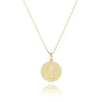 Gargantilha Pingente Dupla Face São Bento Banhado A Ouro