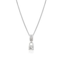 Gargantilha Pingente Estilo Berloque Cadeado Cravejado Folheado a Prata 1000 Gargantilha Pingente Estilo Berloque Cadeado Cravejado Folheado a Prata 1000