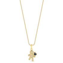 Gargantilha Pingente Filho Cravejado Cristal Coração Safira Gargantilha Pingente Filho Cravejado Cristal Coração Safira