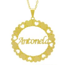 Gargantilha Pingente Mandala Manuscrito Antonela Banho Ouro Amarelo 18 K - 1061290