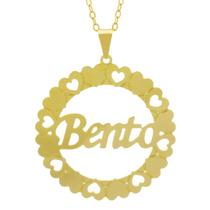 Gargantilha Pingente Mandala Manuscrito Bento Banho Ouro Amarelo 18 K - 1061297