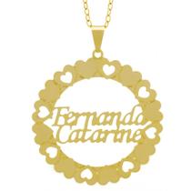 Gargantilha Pingente Mandala Manuscrito FERNANDA CATARINE Banho Ouro Amarelo 18 K - 1061321