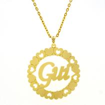 Gargantilha Pingente Mandala Manuscrito GUI Banho Ouro 18 K - 1060238