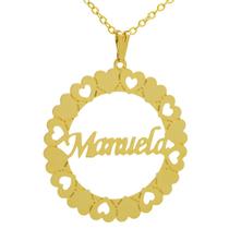 Gargantilha Pingente Mandala Manuscrito MANUELA Banho Ouro 18 K - 1060094