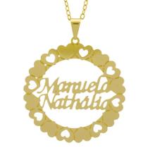 Gargantilha Pingente Mandala Manuscrito MANUELA NATHÁLIA Banho Ouro Amarelo 18 K - 1061374