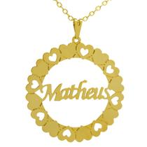Gargantilha Pingente Mandala Manuscrito MATHEUS Banho Ouro 18 K - 1060051