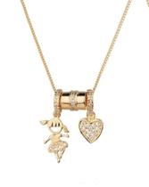 Gargantilha Pingente Menino(a) E Coração Berloque Folheado A Gargantilha Pingente Menino(a) E Coração Berloque Folheado A