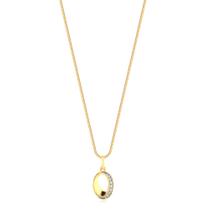Gargantilha Pingente Oval Liso E Cravejado Folheada A Ouro Gargantilha Pingente Oval Liso E Cravejado Folheada A Ouro