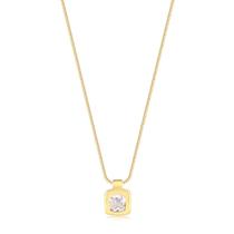Gargantilha Pingente Quadrado Cristal Folheado A Ouro Gargantilha Pingente Quadrado Cristal Folheado A Ouro
