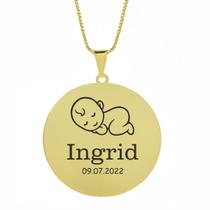 Gargantilha Pingente Redondo Personalizado Nome Ingrid Banhado Ouro 18K - 999005352 Gargantilha Pingente Redondo Personalizado Nome Ingrid Banhado Ouro 18K - 999005352