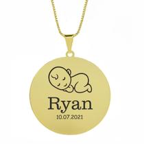 Gargantilha Pingente Redondo Personalizado Nome Ryan Banhado Ouro 18K - 999005121 Gargantilha Pingente Redondo Personalizado Nome Ryan Banhado Ouro 18K - 999005121
